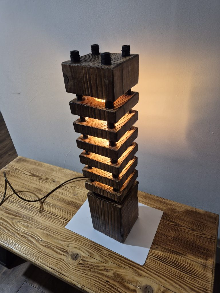 ​Tower Wood & Steel Lamp